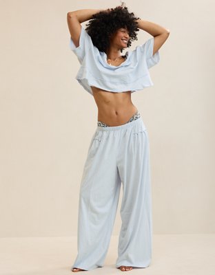 Женская футболка Aerie Happiest Cropped V Neck, цвет: Небесно-голубой — фото 5