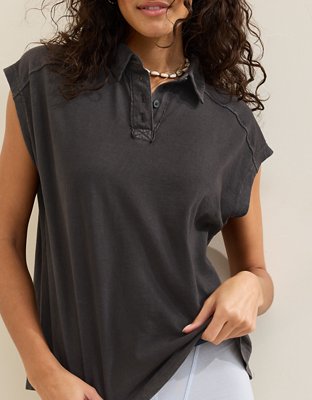 Aerie Happiest Oversized Polo T-Shirt