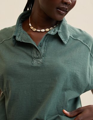 Aerie Happiest Oversized Polo T-Shirt