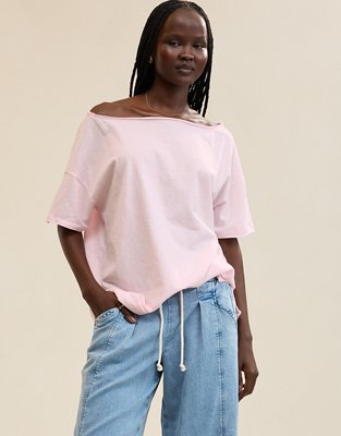 Aerie Off The Shoulder Oversized Boyfriend T-Shirt