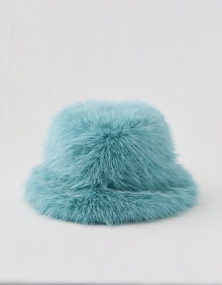 Женская панама Aerie Fur Bucket Hat, цвет: Синий — фото 1