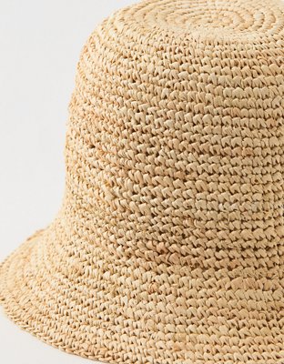 Aerie Straw Crochet Bucket Hat