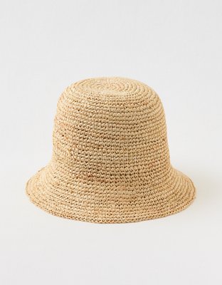 Aerie Straw Crochet Bucket Hat