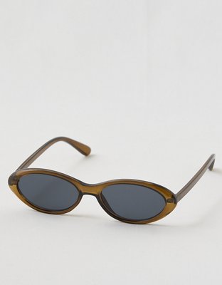 aerie Round Metal Sunglasses in Gold Frame with Dark Lenses AE Retro Round Brown Sunglasses | American Eagle main image 2