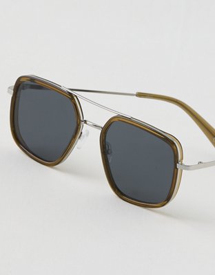 Aerie Metal Double Bridge Square Sunglasses