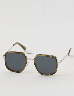 Aerie Metal Double Bridge Square Sunglasses