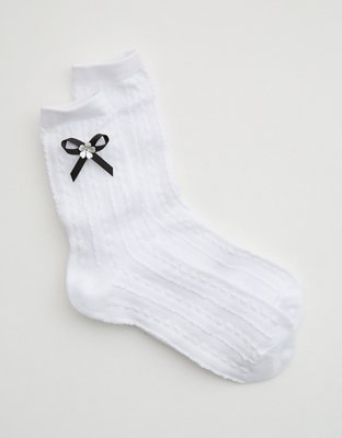 Aerie Pearl Bow Crew Socks