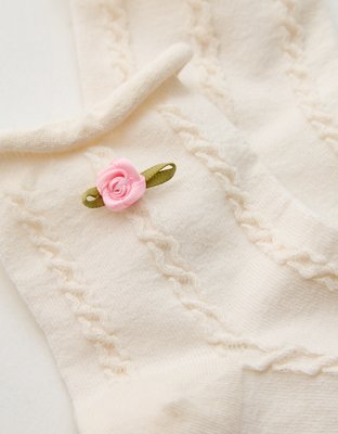 Aerie 3D Rosette Quarter Socks