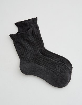 Aerie Pointelle Ruffle Edge Quarter Socks