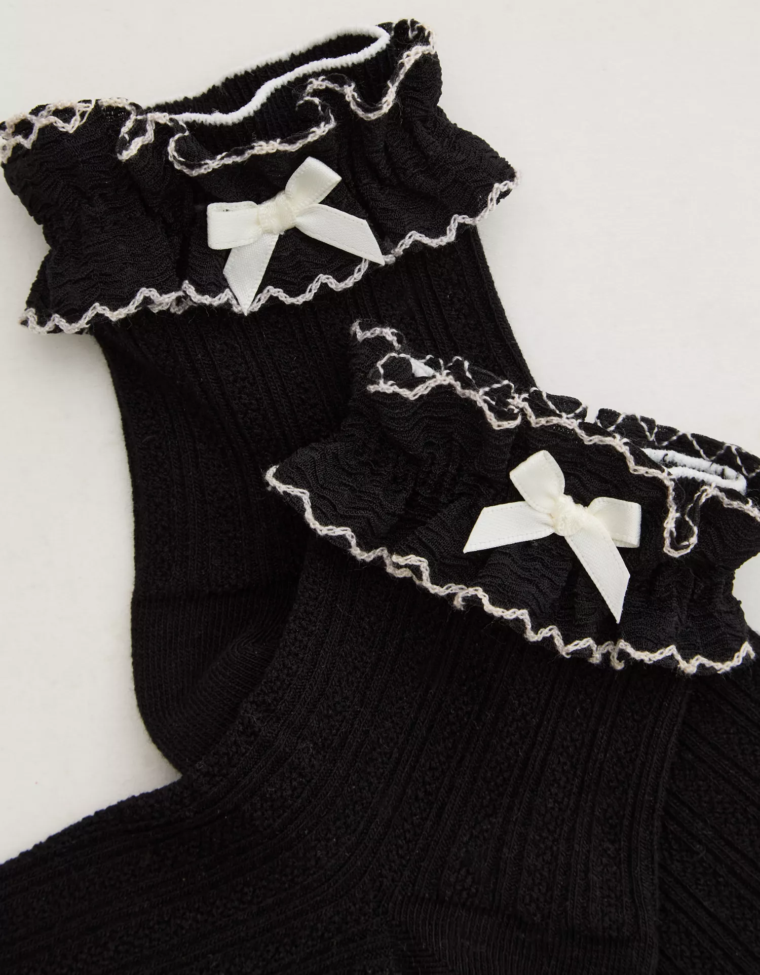 Aerie Double Ruffle Bow Quarter Socks - thumbnail 2