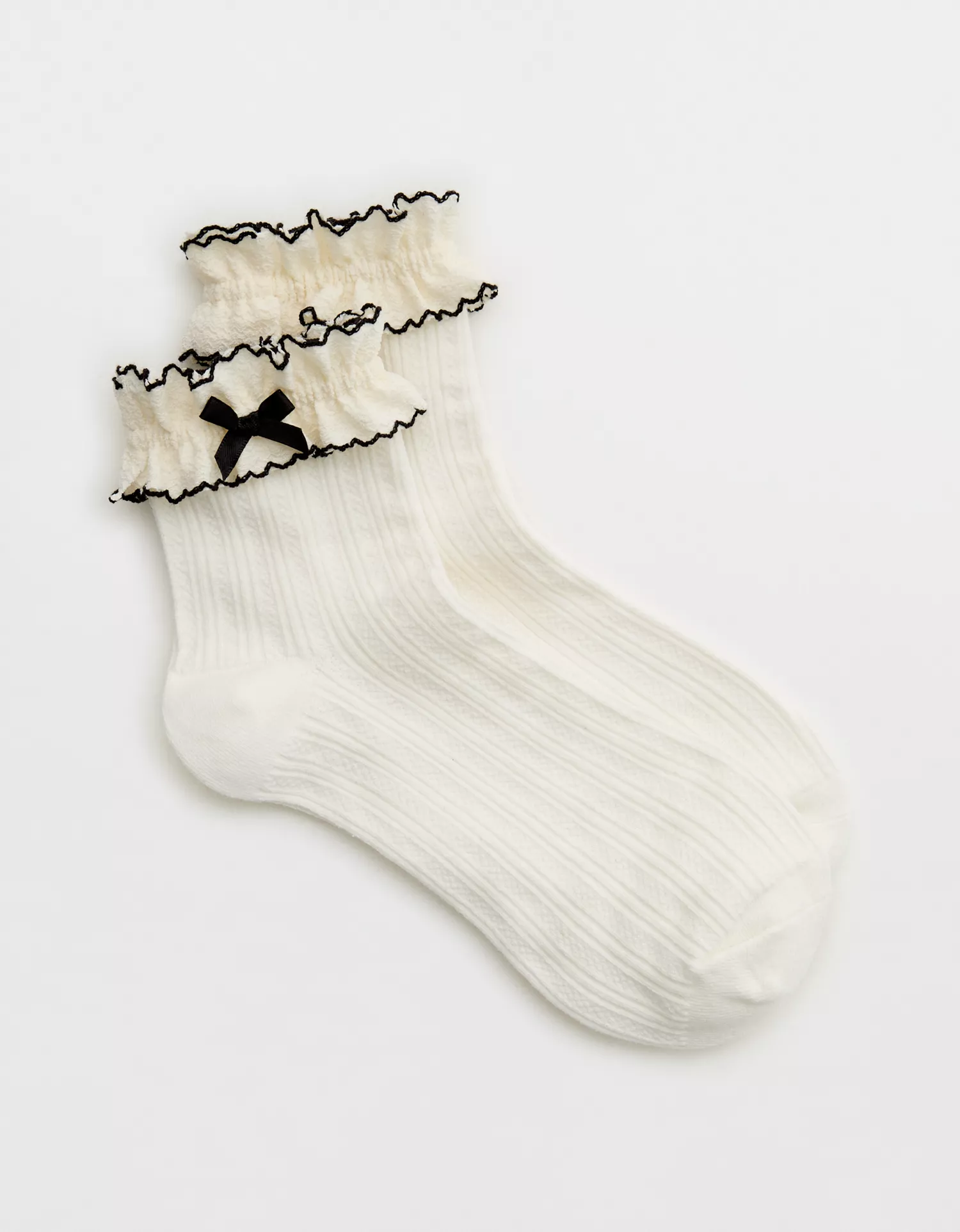 Aerie Double Ruffle Bow Quarter Socks - thumbnail 3