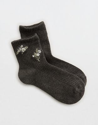 Aerie Floral Quarter Socks