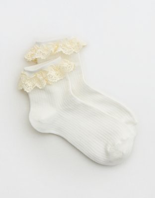 Aerie Lace Trim Quarter Socks