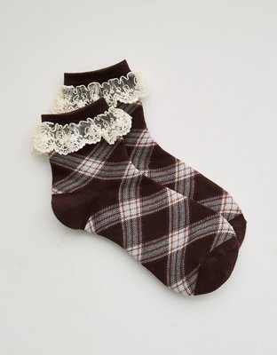 Aerie Lace Trim Quarter Socks