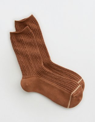 Aerie Solid Cable Crew Socks