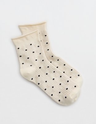 Aerie Rolled Edge Pointelle Quarter Socks