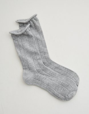 Aerie Knit Pointelle Crew Socks