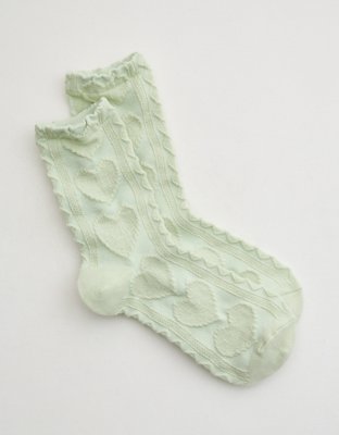Aerie Heart Pointelle Crew Socks