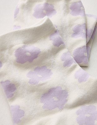 Aerie Puffy Daisy Pointelle Quarter Socks