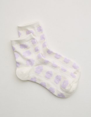 Aerie Puffy Daisy Pointelle Quarter Socks
