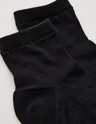 Aerie Sheer Happiness Lace Quarter Socks