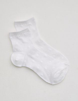 Aerie Sheer Happiness Lace Quarter Socks