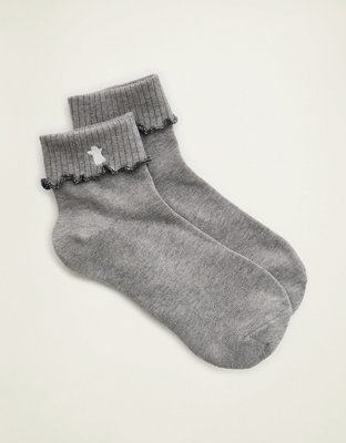 Aerie Lettuce Edge Quarter Socks