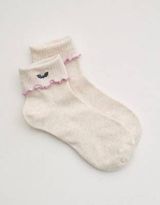 Aerie Lettuce Edge Quarter Socks