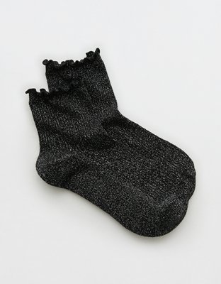 Aerie Glitter Ruffle Quarter Socks