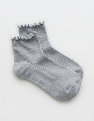 Aerie Glitter Ruffle Quarter Socks