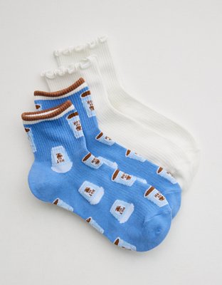 Aerie Ribbed Cotton Quarter Socks