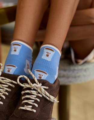 Aerie Ribbed Cotton Quarter Socks