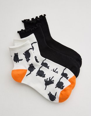 Aerie Ribbed Cotton Quarter Socks