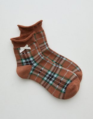 Aerie Rolled Edge Bow Quarter Socks