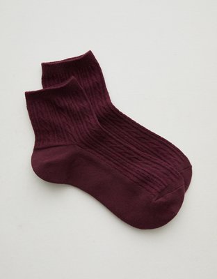 Aerie Cable Quarter Socks
