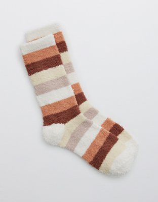 Aerie Fuzzy Striped Crew Socks