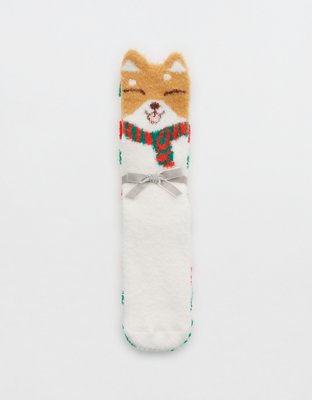 Aerie Fuzzy Holiday Crew Socks 2-Pack