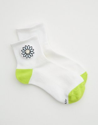 Aerie Smiley Embroidered Bobby Socks