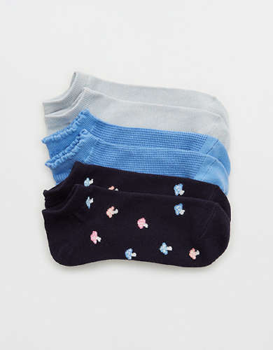 Aerie Waffle Scalloped Ankle Sock 3-Pack