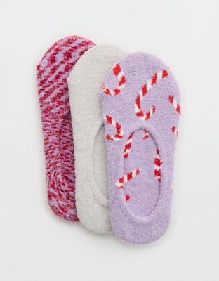 Aerie Fuzzy No Show Sock 3-Pack