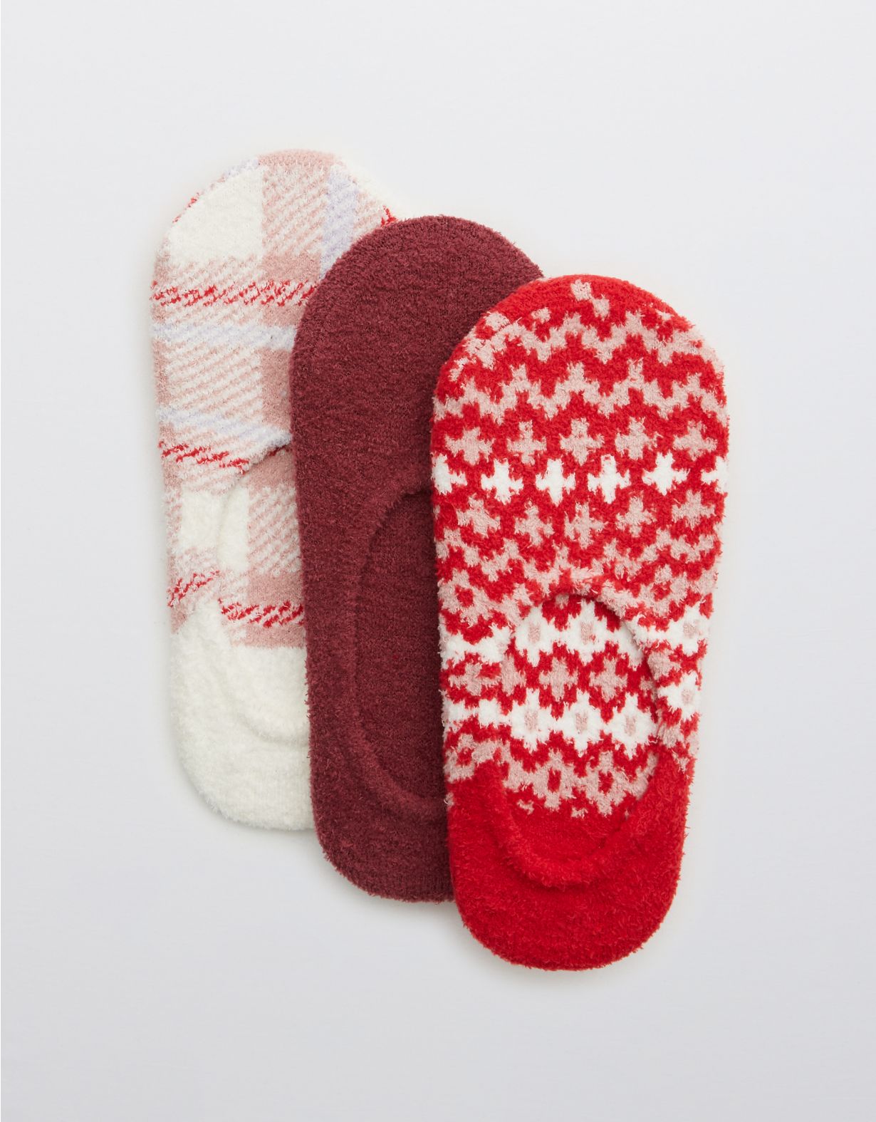 Aerie Fuzzy No Show Sock 3-Pack