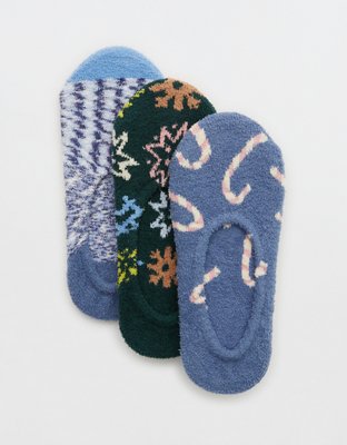 Aerie Fuzzy No Show Sock 3-Pack