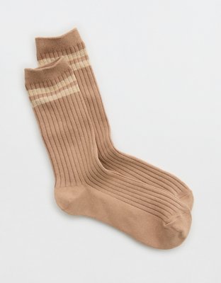 Aerie Smiley® Ribbed Cotton Crew Socks