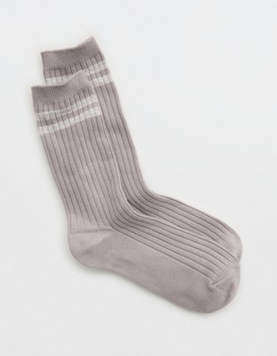 Aerie Fuzzy Stripe Crew Socks