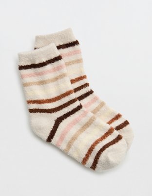 Aerie Fuzzy Sweater Striped Crew Socks