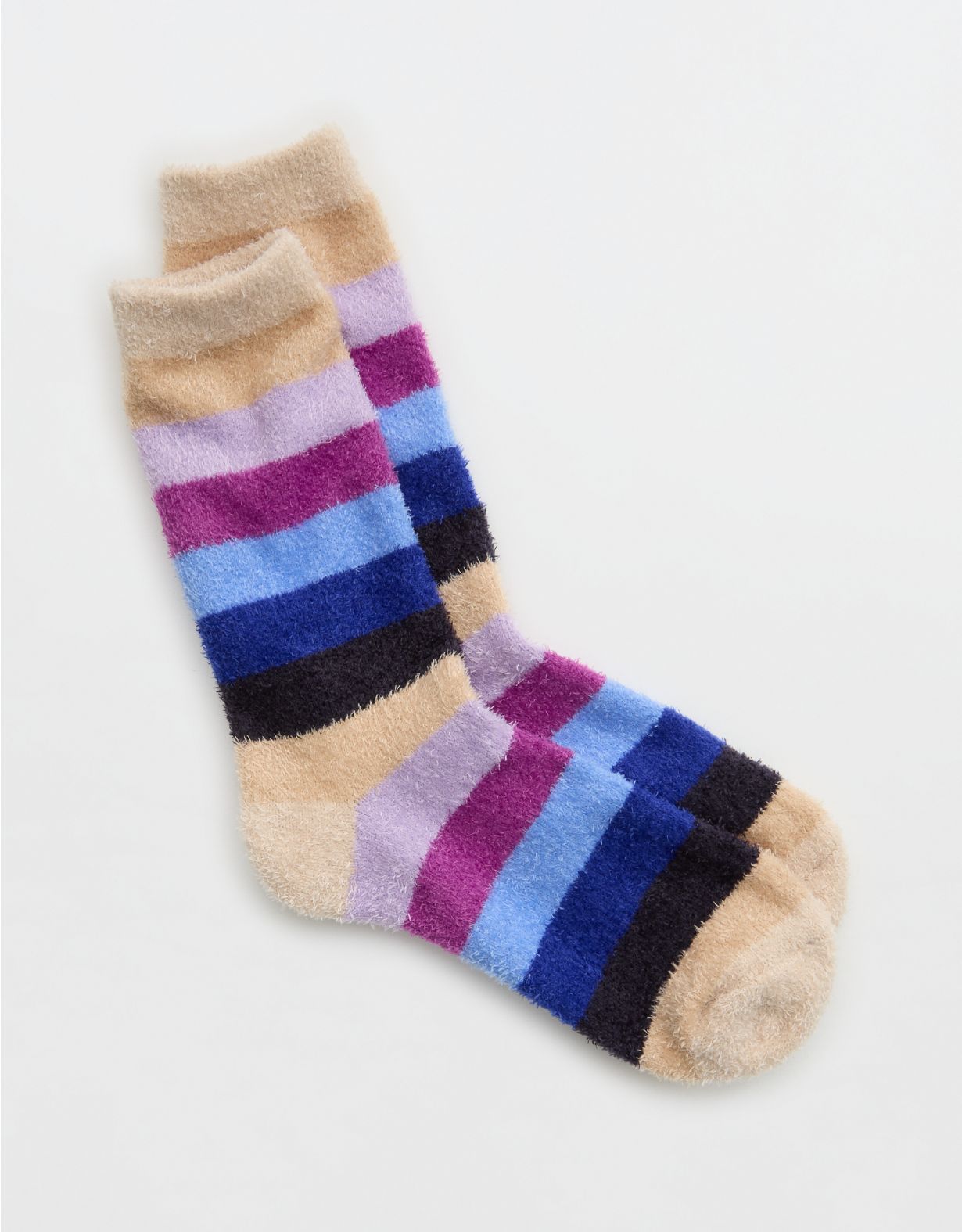 Aerie Fuzzy Sweater Striped Crew Socks