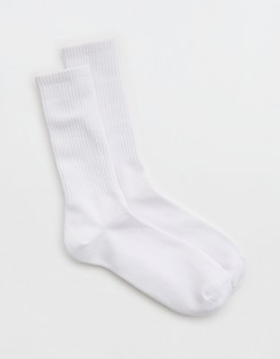 Women's Ribbed Crew Socks, Black