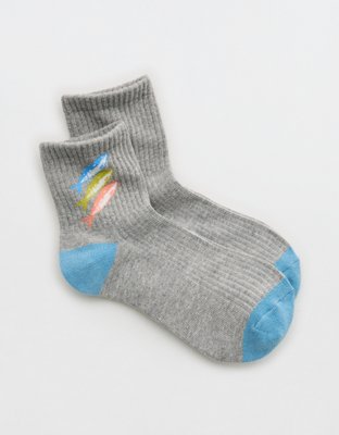 Aerie Ribbed Cotton Quarter Socks