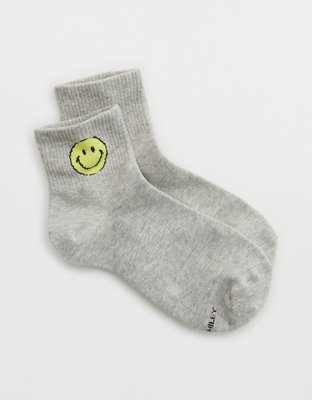 Aerie Smiley Ribbed Cotton Bobby Socks