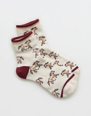 Aerie Ribbed Cotton Quarter Socks